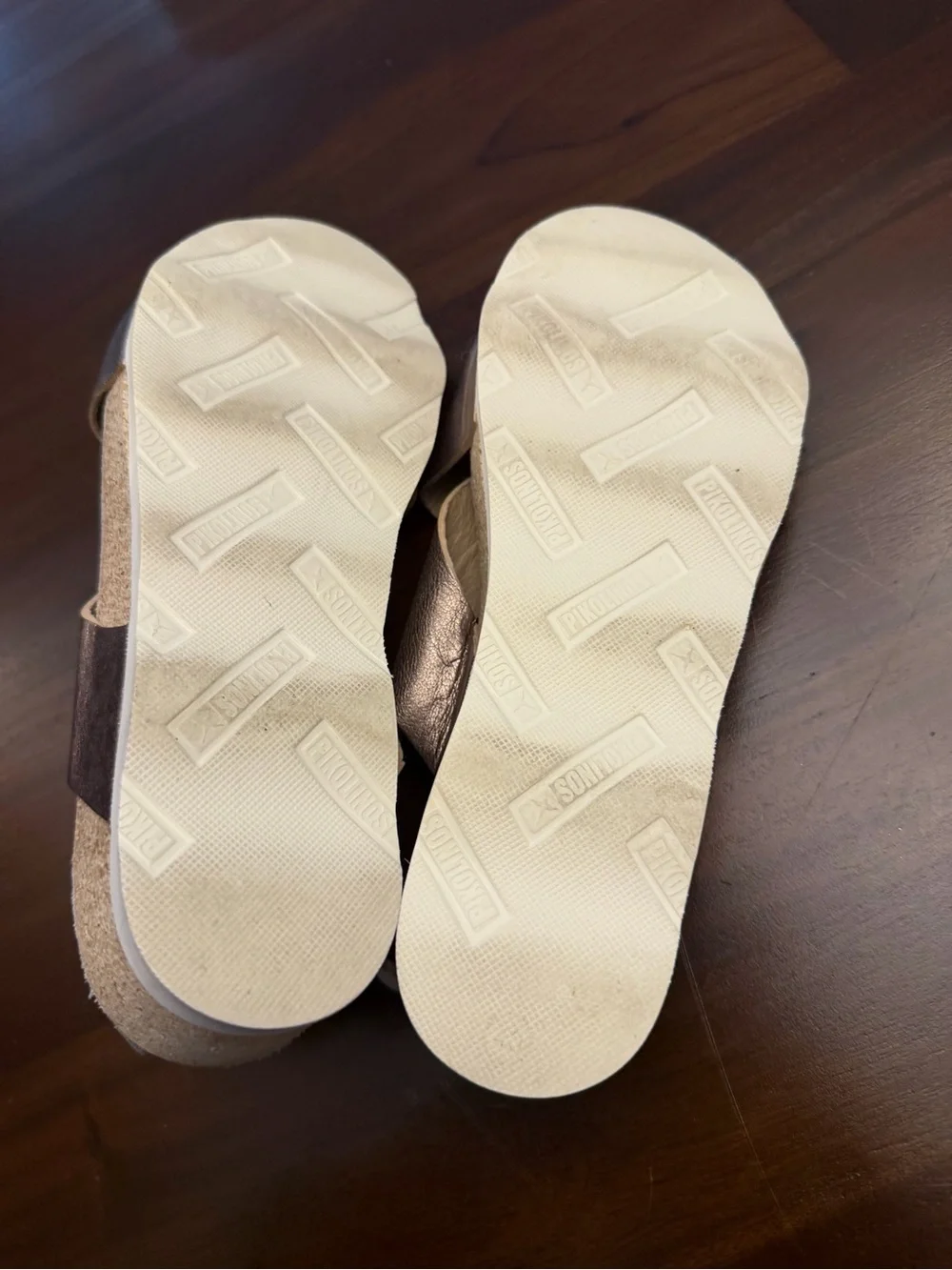PIKOLINOS Mahon Metallic Taupe Slingback Wedge Sandals - Women's Comfort Style